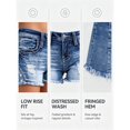 thumbnail image 5 of Women's Low Rise Distressed Denim Shorts Stretchy Ripped Frayed Hem Jean Shorts with Embroidered Back Pockets Vintage Wash Summer Casual Beach Vacation Festival Concert Outfits, 5 of 7