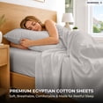 thumbnail image 7 of SGI Bedding 600 TC Split Queen Size 5 Pc Sheet set - 100% Egyptian Cotton Sheets Sateen Weave, Breathable, 12" Deep Pocket, Hotel Luxury Soft Bed Sheets, Light Grey, 7 of 7