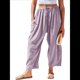 thumbnail image 2 of Pantalones Palazzo Harem Informales Holgados con Cordón para Mujer, para Verano, Playa, Viajes, Vacaciones, con Bolsillos. Púrpura Lavanda S, 2 of 6