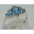 thumbnail image 2 of LBG 10k White Gold Real Genuine Blue Topaz Womens Cluster Engagement Ring - Size 6, 2 of 2