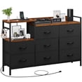 thumbnail image 2 of DEXTRUS Fabric Dresser with Charge Station and Eight Drawers for Bedroom for Adult, Black, 2 of 8