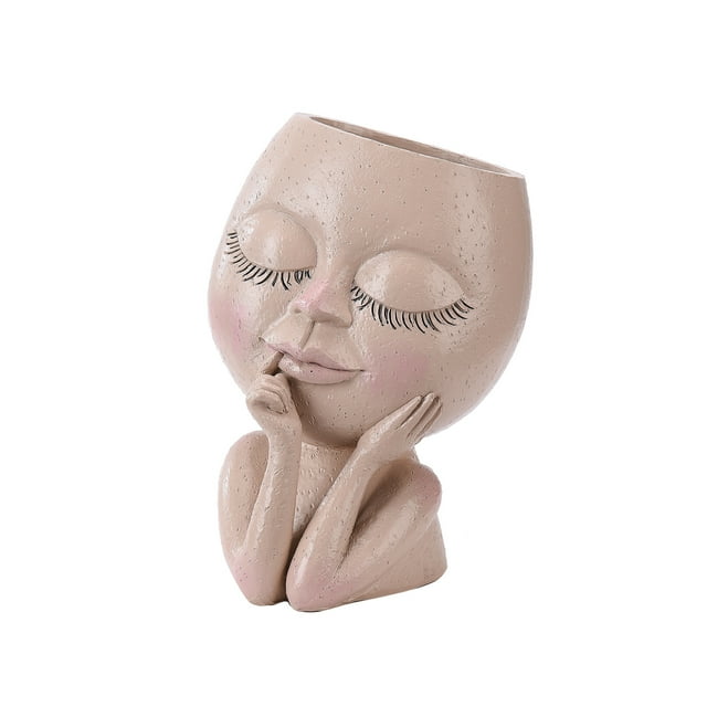 Doll Resin Flower Pot Ornament (Dark Color)