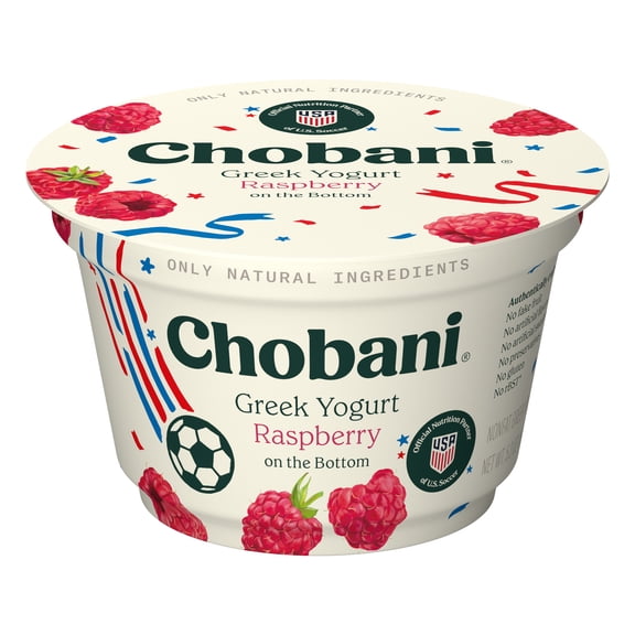 Chobani Non-Fat Greek Yogurt Raspberry on The Bottom 5.3 oz Cup