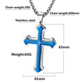 thumbnail image 3 of Collar OLEVS con colgante en forma de cruz azul de acero inoxidable para hombre, 3 of 7