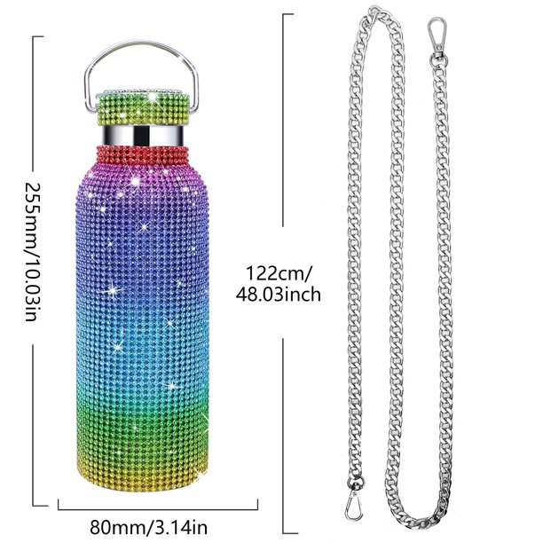 Termo Frascos de vacío de diamante con cadena Tazas térmicas Botella para beber (750ml Multicolor) Wdftyju Libre de BPA
