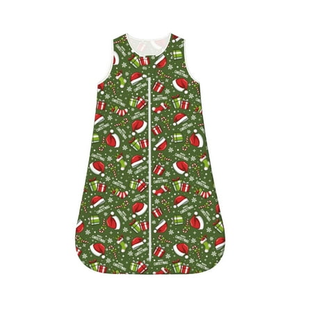 

Cauagu Christmas Hat sock for Infant Wearable Blanket Unisex Girl Boy Swaddle Transition Sack - Newborn Essentials Sleep Clothes-Small