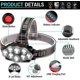 thumbnail image 2 of Linterna frontal, superbrillante, 8 luces LED, recargable por USB, resistente al agua, ajustable para acampar, pescar, C, 2 of 5