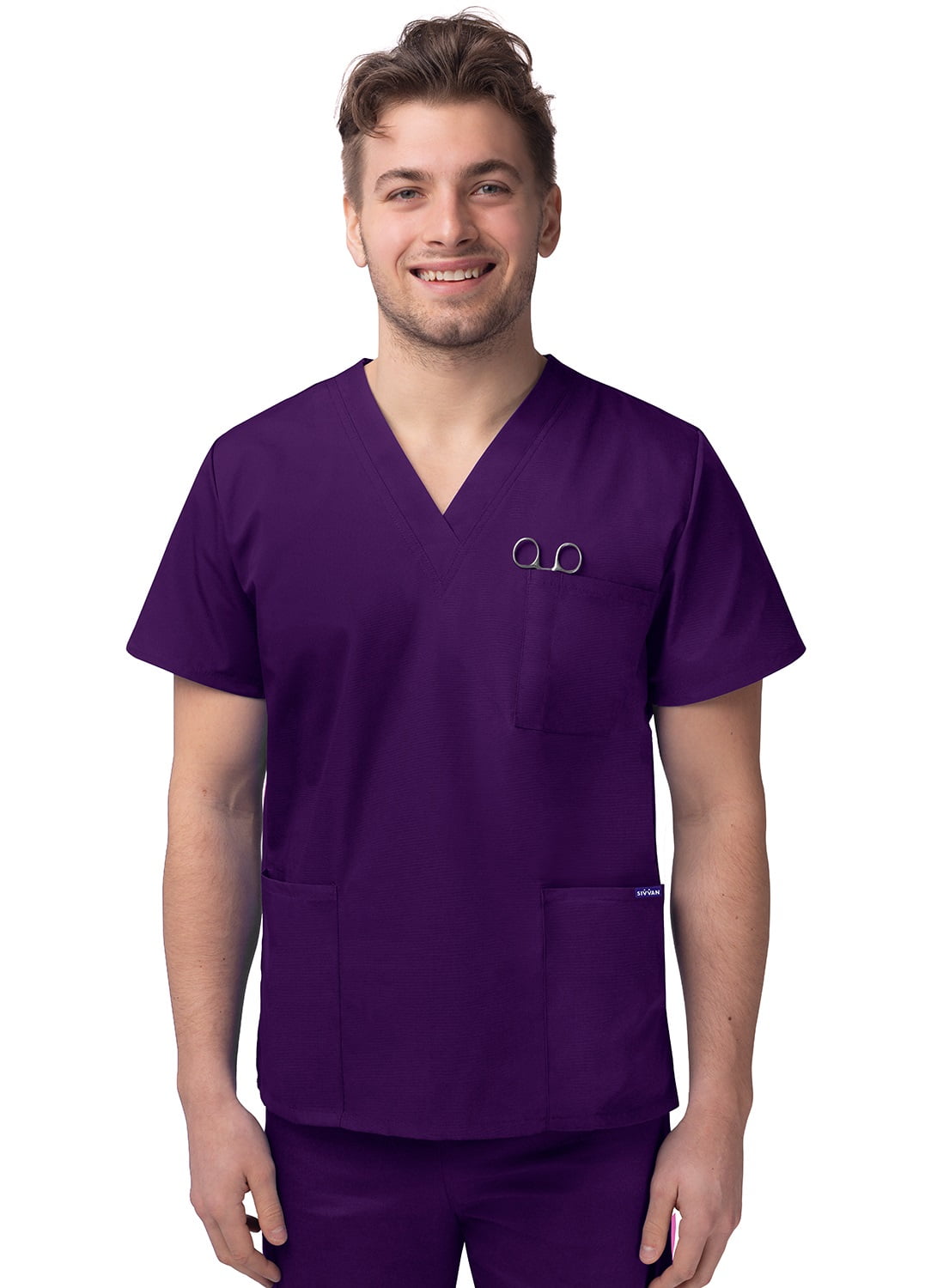 Available in 15 Colors Sivvan Unisex V-Neck 3 Pocket Scrub Top 