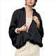thumbnail image 1 of Chaqueta Abullonada para Mujer, Casual, con Mangas de Murciélago, Cuello Solapa, Cremallera, Chaquetas Urbanas Plisadas de Gran Tamaño Negro S, 1 of 10