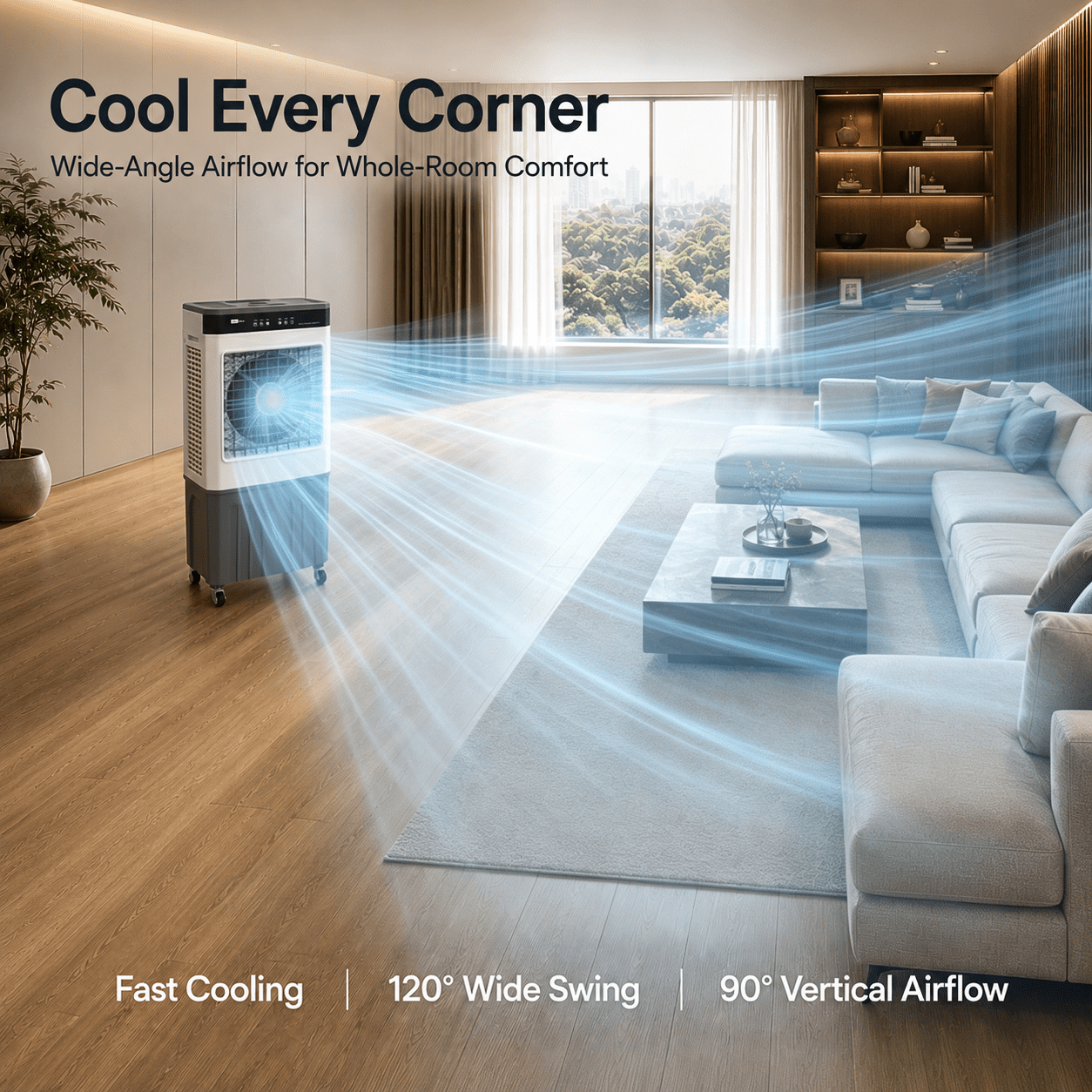 2600 Air Volume CFM Portable Evaporative/Swamp Cooler for 500 sq. ft. Cooling Area