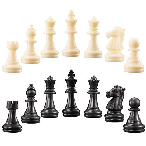 Details about   32 Tournament Chess Pieces Set Weighted Plastic Pieces with King Black&White