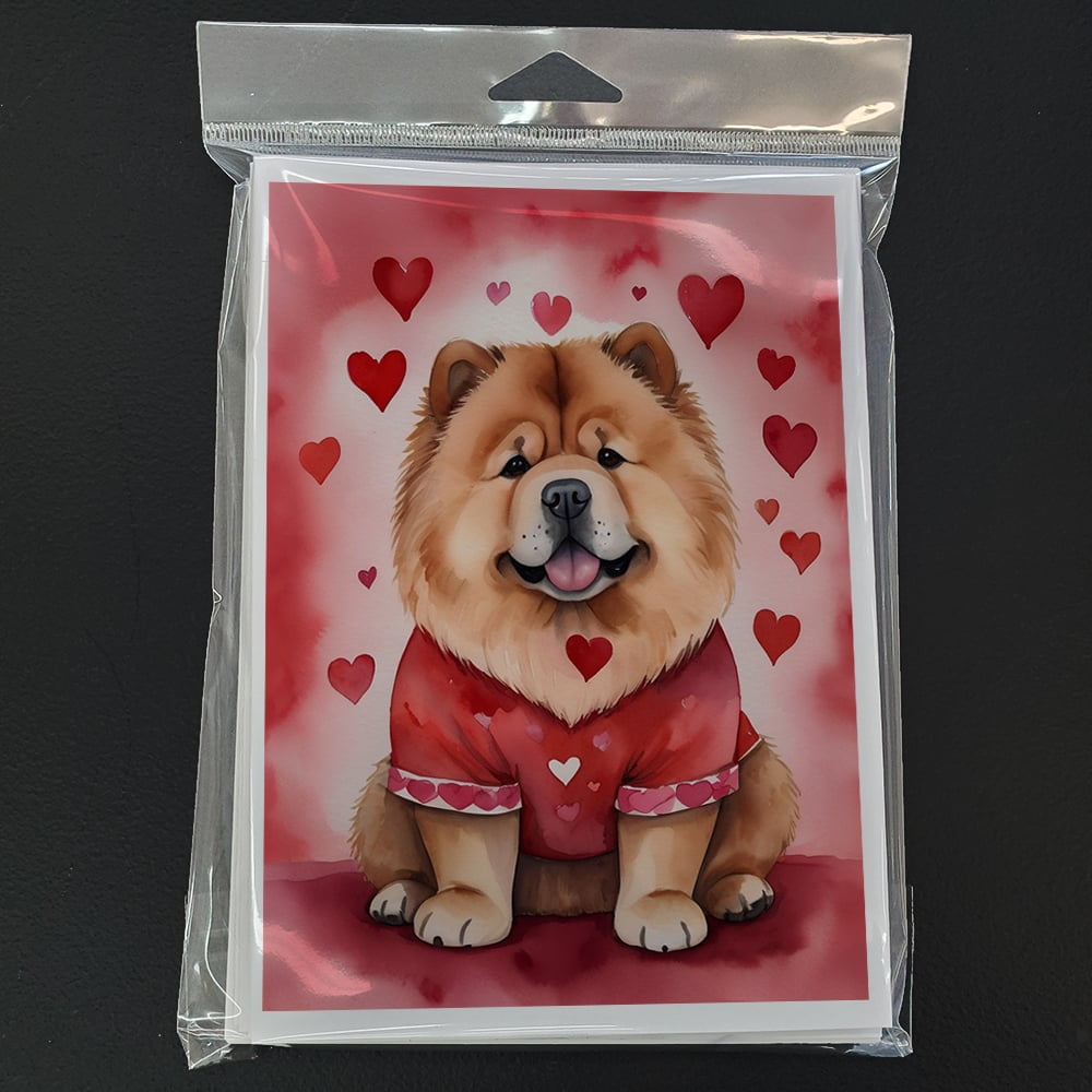 Chow Chow My Valentine Greeting Cards Pack of 8 7 in x 5 in