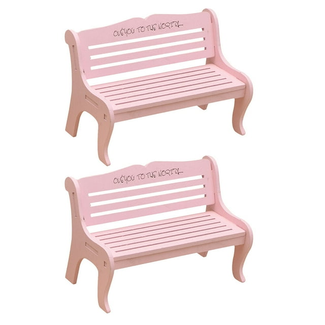 Miangastore Bancs de Maison de Poupée Miniature Rose 2 Pcs 5.1x3.1x2.4 Po