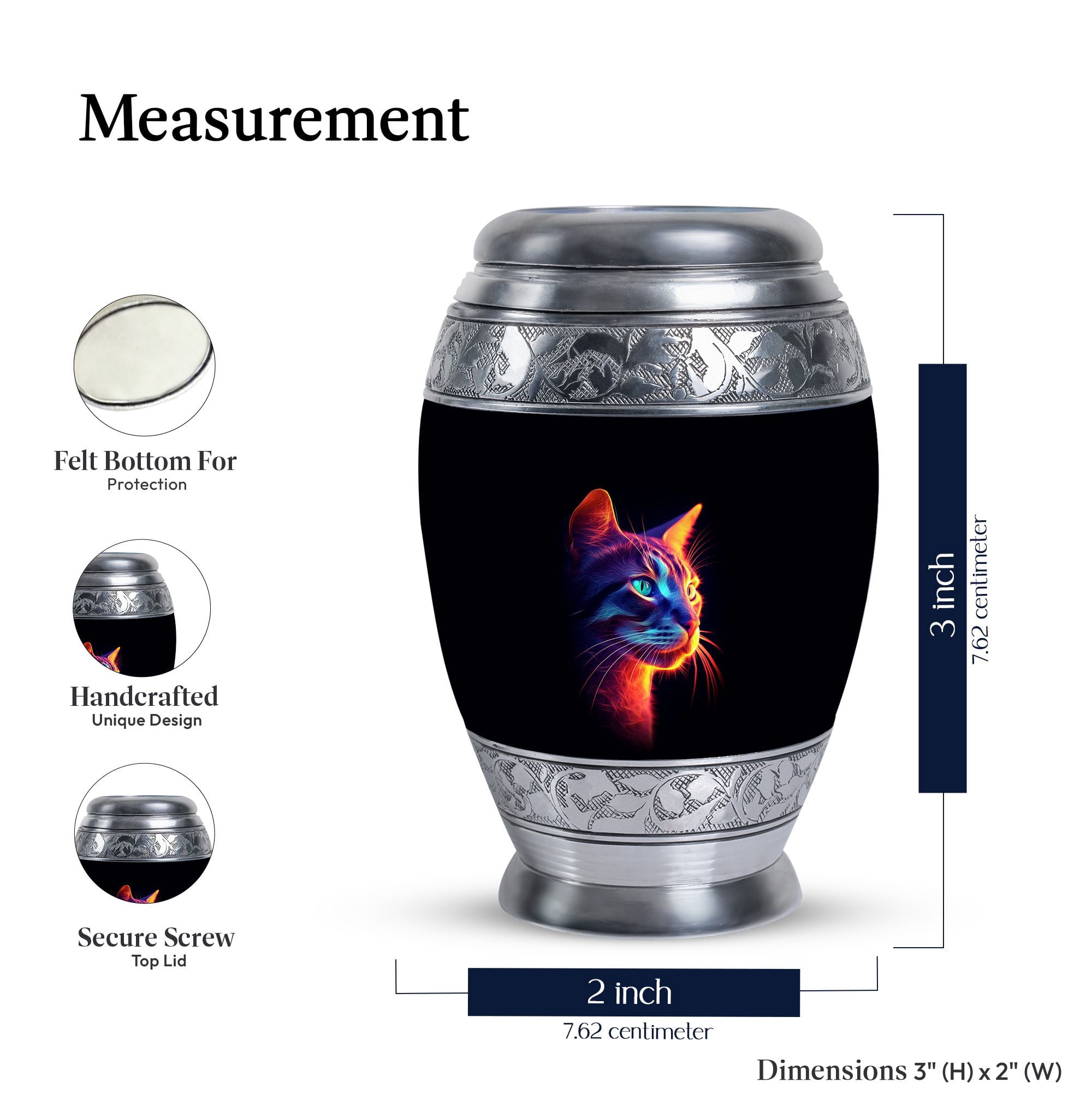 Glowing Cat Cremation Urns For Adult Ashes Women - Keepsake Urns For Human Ashes - Urns For Dad - Urns For Adult - Cremation Urns For Burial (Size -3inch,2PC)