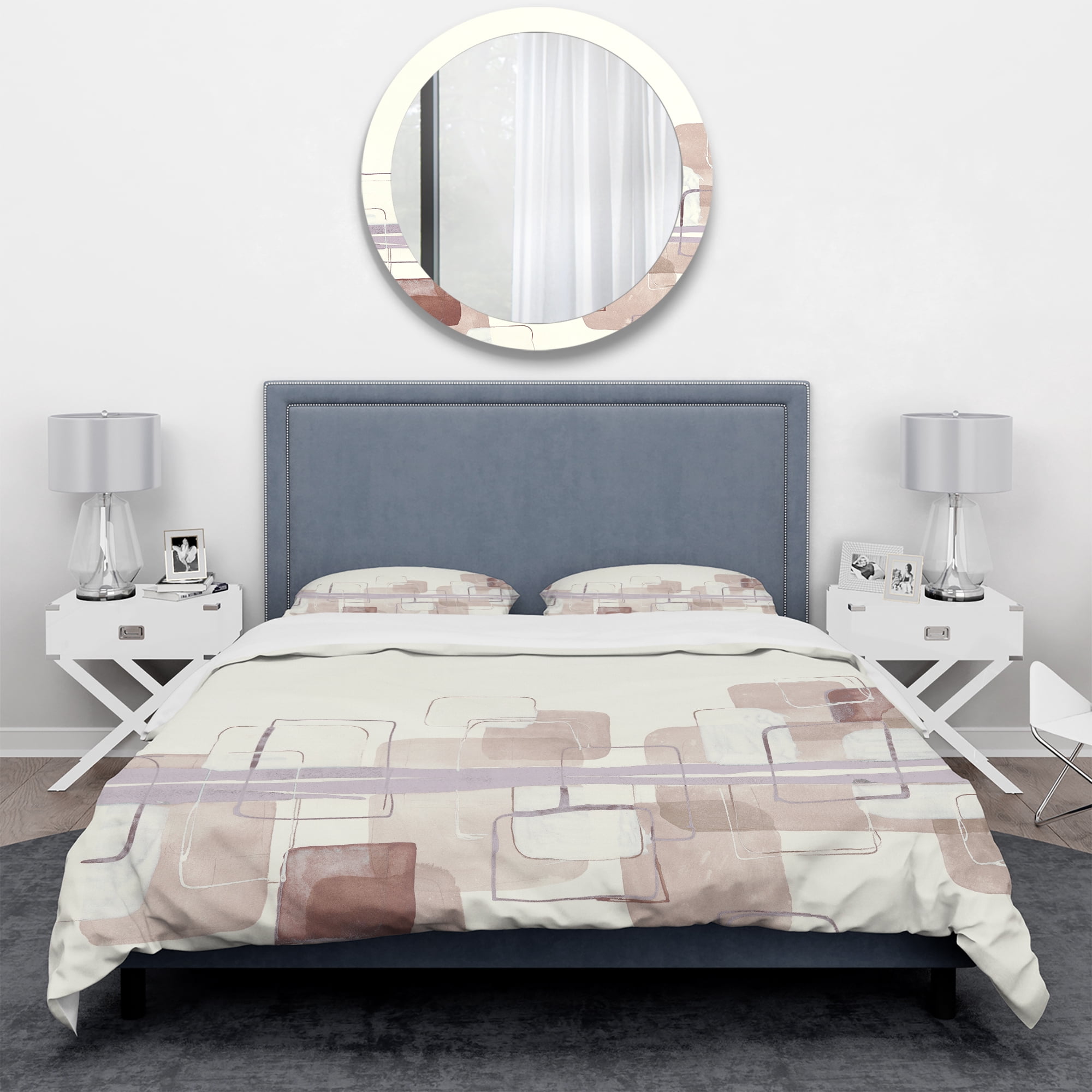 Designart 'Watercolor Minimal Boxes II' Geometric Duvet Cover Set