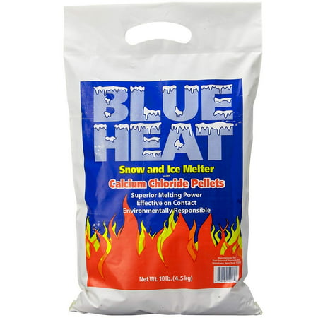 Blue Heat Snow and Ice Melter Rock Salt - 10lbs Bag - Heat Generating Pellets - Concrete and Surface Safe - Industrial Grade - Home and Commercial Use - Blue Tint - Works in -25° (Best Salt For Concrete)