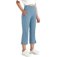 thumbnail image 4 of Gfyviroh Girls Stretch Capris Solid Side Slit High Waist Cropped Trousers Comfy Yoga Capri Pants for Big Kids, 4 of 8