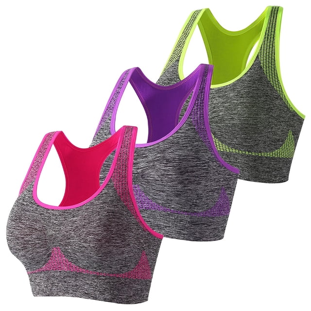 WZXFASHION Sports Bras For Women Pack Multipack Padded Medium Support Bra For Workout Gym Yoga Bra Hot Pink M
