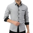 thumbnail image 2 of DeHolifer Mens Dress Shirt Color Block Long Sleeve Business Casual Button Down Work Shirts Gray M, 2 of 6