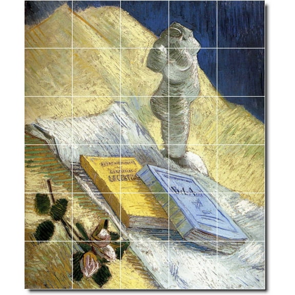 Ceramic Tile Mural-Vincent Van Gogh Still Life Bathroom Tile Mural 7. 21.25" w x 25.5" h using (30) 4.25 x 4.25 ceramic tiles