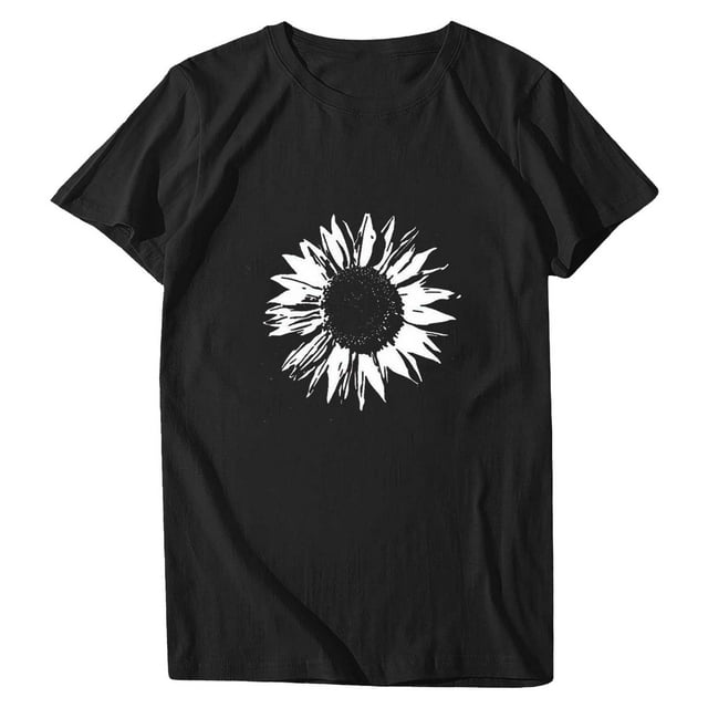 Birdeem Women Plus Size Print Round Neck Short Sleeved T-Shirt Blouse Tops