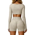 thumbnail image 5 of 2 Piece Outfits Summer,2 Piece Workout Sets for Women Long Sleeve Cropped Top and Butt-lifting Shorts Jogger Athletic Gym Outfits, 5 of 7