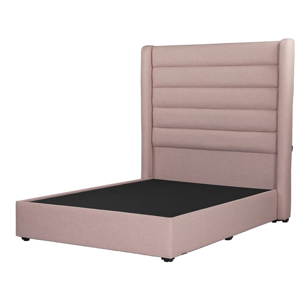 Box Base Cama Matrimonial + Cabecera Polar Rosa