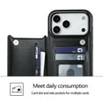 thumbnail image 6 of Phone Case with Card Holder, PU Leather Kickstand Wallet Case for iPhone 12 13 14 15 16 17 Pro Max Plus Air, 6 of 9