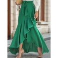 thumbnail image 2 of Women'S Casual Plaid Mermaid Maxi Skirt A Line Irregular Ruffle Hem Fishtail Long Skirt Green 4XL, 2 of 5