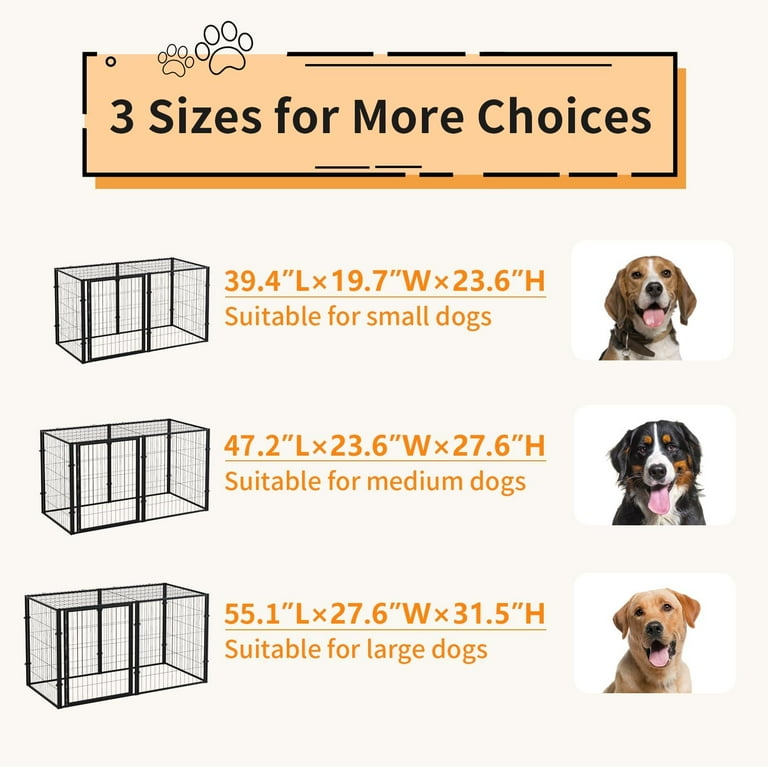 ZephyPaws 48" L x 28" H Large Dog Crate,Dog Kennel,Big Dog Crate for Small Medium Large Dogs,Puppy Playpen,Pet Cage,Pet Playpen Yard Indoor Outdoor,Black