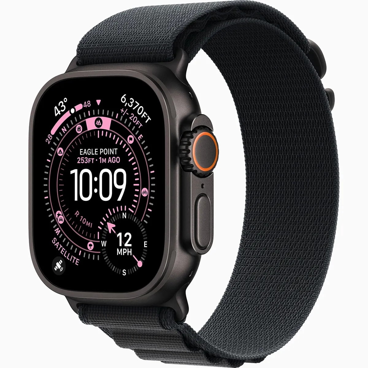Apple Watch Ultra 3 (GPS+Cellular) 49mm Black Titanium Case with Black Alpine Loop - Large