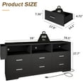 thumbnail image 2 of Dresser for Bedroom with 6 Drawers, 59" Wide Chest of Drawers with Charging Station and LED Lights, Wooden Bedroom Drawer TV Stand for Living Room, Hallway(Black), 2 of 8