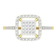 thumbnail image 2 of Dazzlingrock Collection Round White Diamond Square Frame Cluster Engagement Ring for Women (0.15 ctw, Color I-J, Clarity I1-I2) in 14K Yellow Gold, Size 4.5, 2 of 6