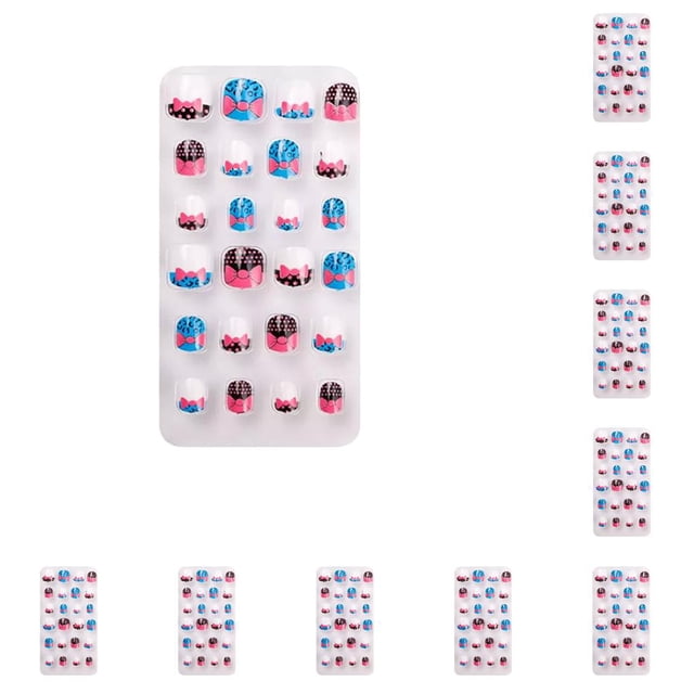 Minnieouse 1 Juego de puntas de uñas artificiales, uñas para niños, dibujos animados, patrón encantador PNT-16-13 PNT-16-13 10piezas
