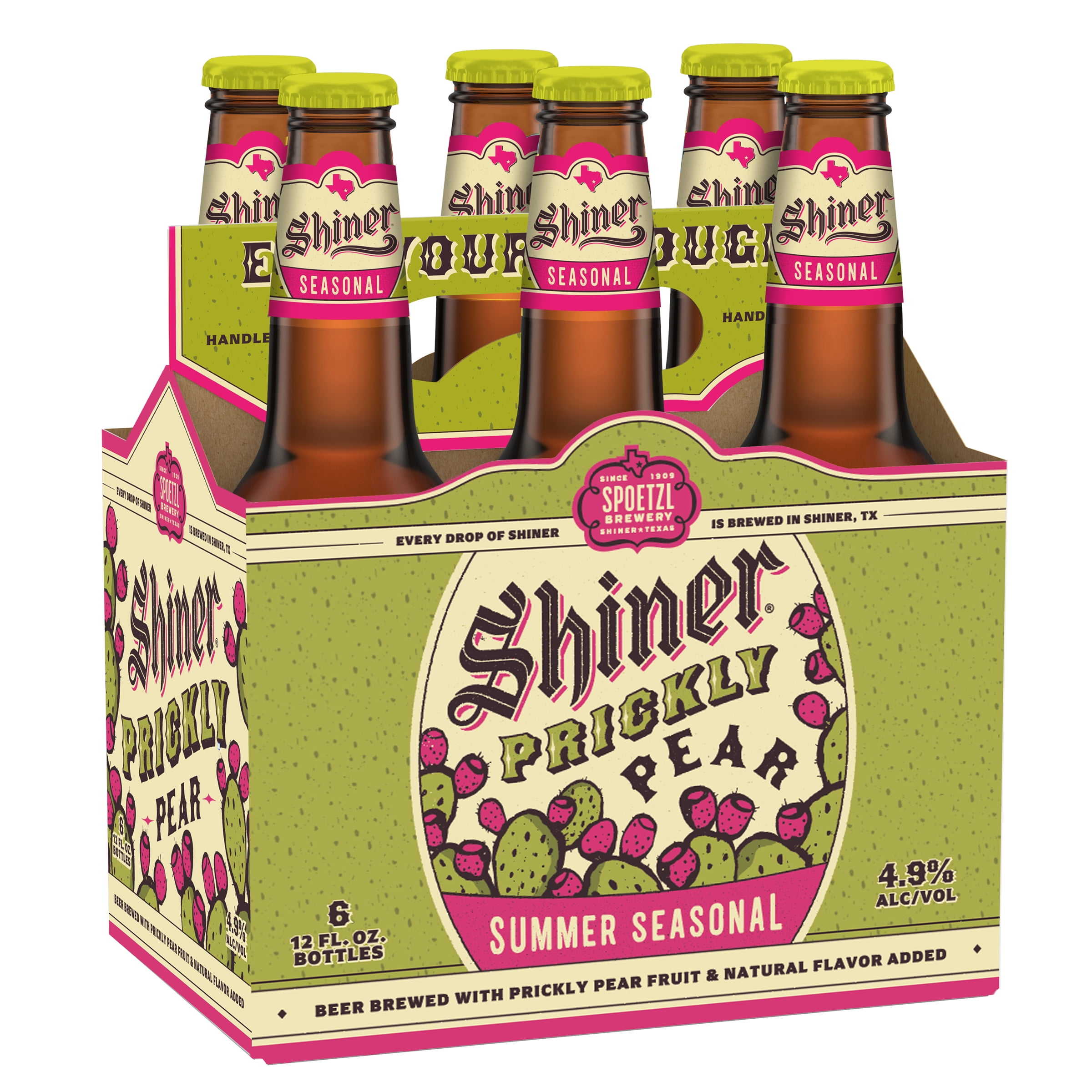 Shiner Prickly Pear Summer Seasonal Beer, 6 Pack, 12 fl oz Bottles, 4.9