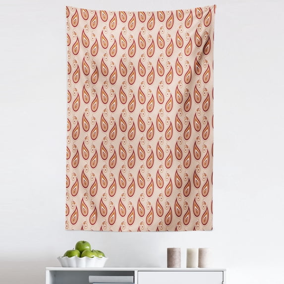 Paisley Tapestry, Contemporary Illustration of Persian Style Paisley and Patterns Print, Fabric Wall Hanging Decor for Bedroom Living Room Dorm, 5 Sizes, Pale Orange Pale Peach, by Ambesonne
