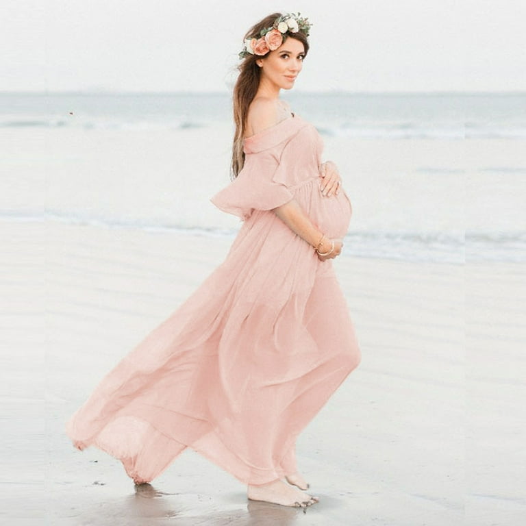 Frostluinai Savings Clearance Maternity Dress For Photoshoot Women's Maternity  Nursing Dresses Ruffle Stretchy Short Sleeve Off the Shoulder Long Dress  for Breastfeeding - Walmart.com