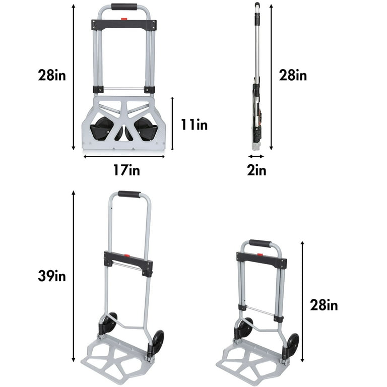 Monibloom Telescoping Platform Hand Truck, Folding Dolly Cart for Luggage Baggage Moving, Black/Silver