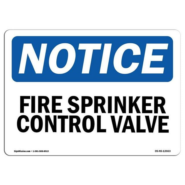 SignMission OS-NS-A-1218-L-12663 Panneau de Signalisation de 12 x 18 Po - Vanne de Commande d'Arrosage Coupe-Feu