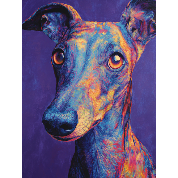 Colorful Abstract Dog Portrait Canvas Print, Modern Pet Wall Art for Living Room Bedroom Apartment