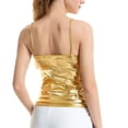 thumbnail image 2 of CENL Women Faux Leather Shiny Wetlook Crop Top Camisole Vest Tank Top Dance Clubwear, 2 of 9