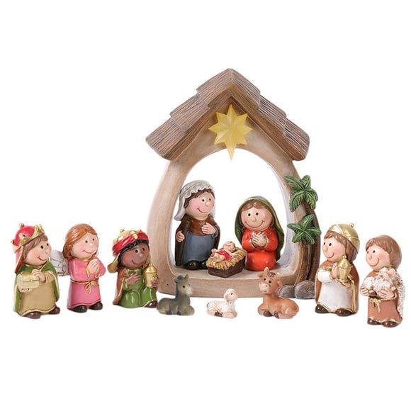 Set Nacimiento de Jesus Sunnimix 12x Resina Católica Sagrada Familia Figura religiosa