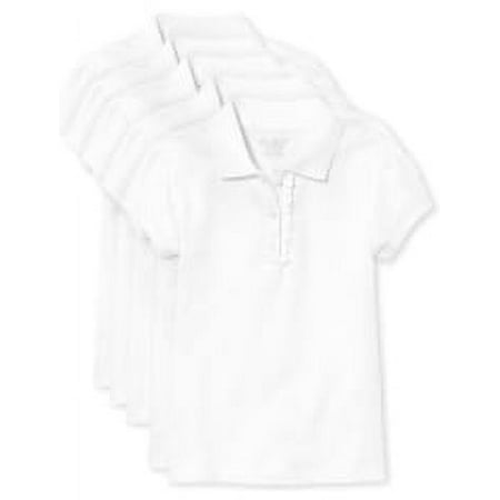 The Children's Place Girl's Uniform Short Sleeve Ruffle Pique Polo, 5-Pack