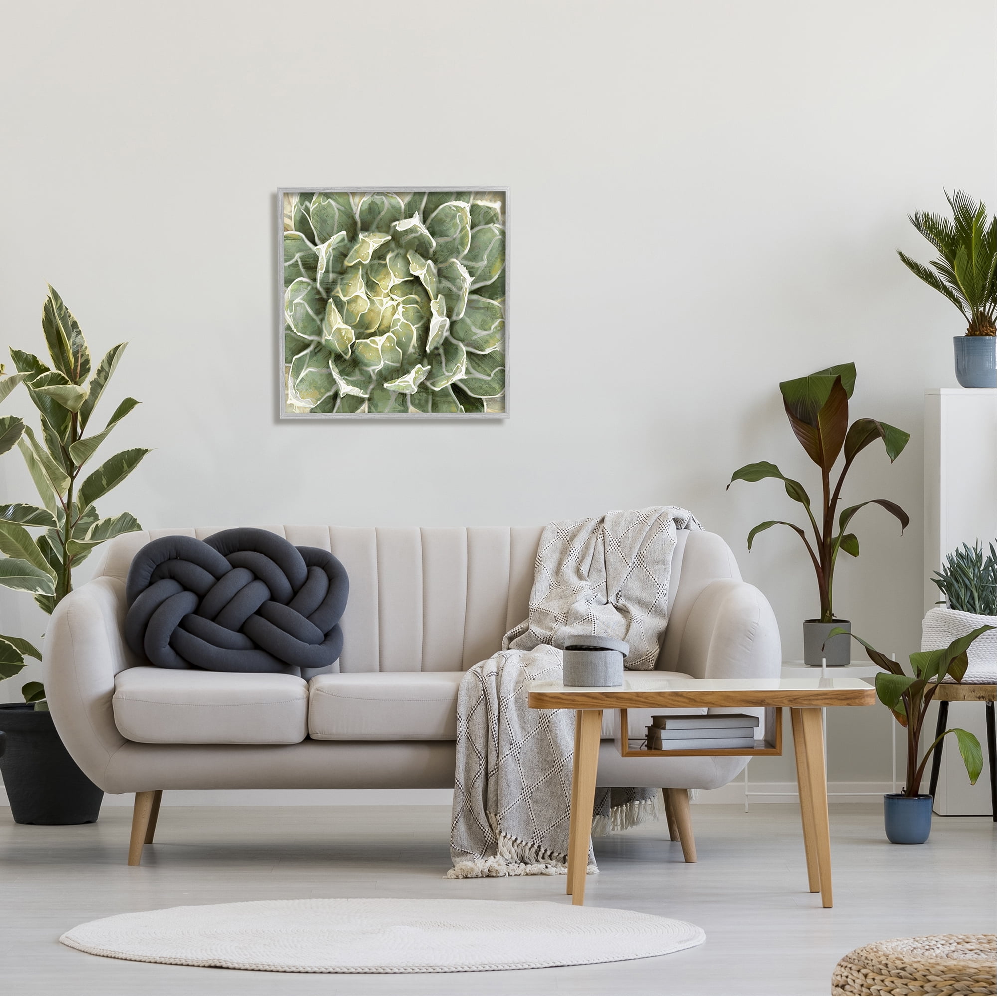 Stupell Industries Green Botanical Plant Leaves Botanical & Floral Painting Gray Framed Art Print Wall Art