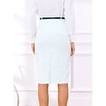 thumbnail image 3 of DARING DIVA Women's Knee Length Tweed Skirt with Belt Decor Large Light Blue, 3 of 6