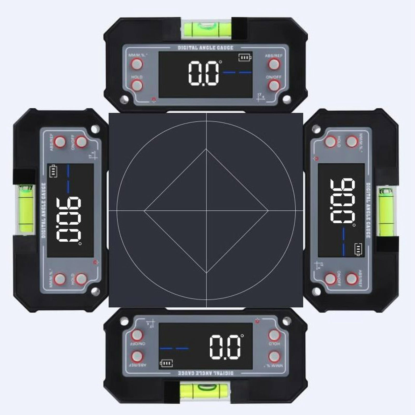 Digital Angle Finder, Multi Angle Finder Tool with Backlit LCD, Protractor Digital Level,3D Printer Tools Strong Magnetic Base Measures with Bubble and Dual Display
