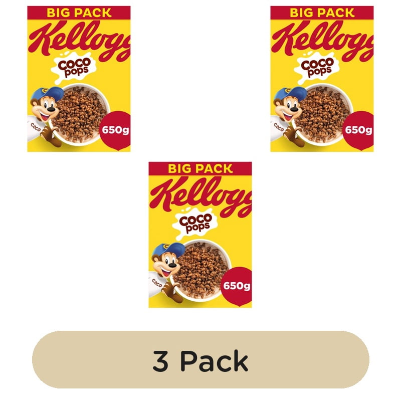 Kellogg's Coco Pops Chocolate Breakfast Cereal 650g, British Import (Pack of 3)