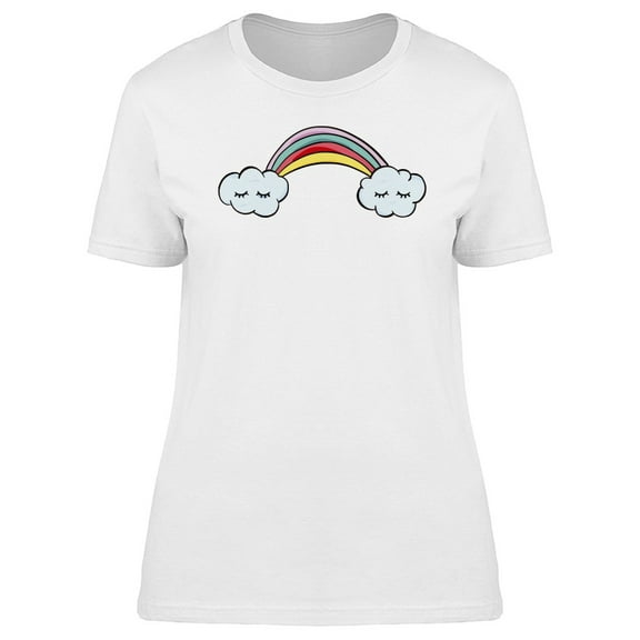 Kawaii Rainbow & Clouds Doodles Tee Women's -Image by Shutterstock