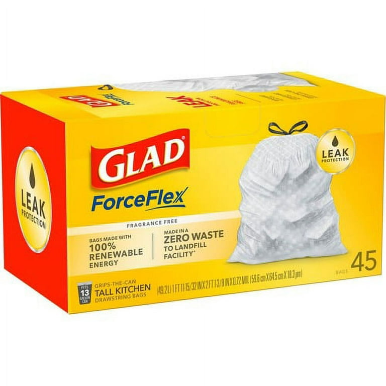 Glad ForceFlex Tall Kitchen 13 Gallon Drawstring Trash Bags Gain Origi –  Contarmarket