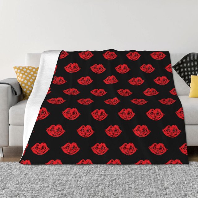 Fotbe Red Beautiful Lips Manta de Franela con Estampado, Manta Ultrasuave para Cama, Sofá, Auto, Hipoalergénica y Antibolitas-40"x30"
